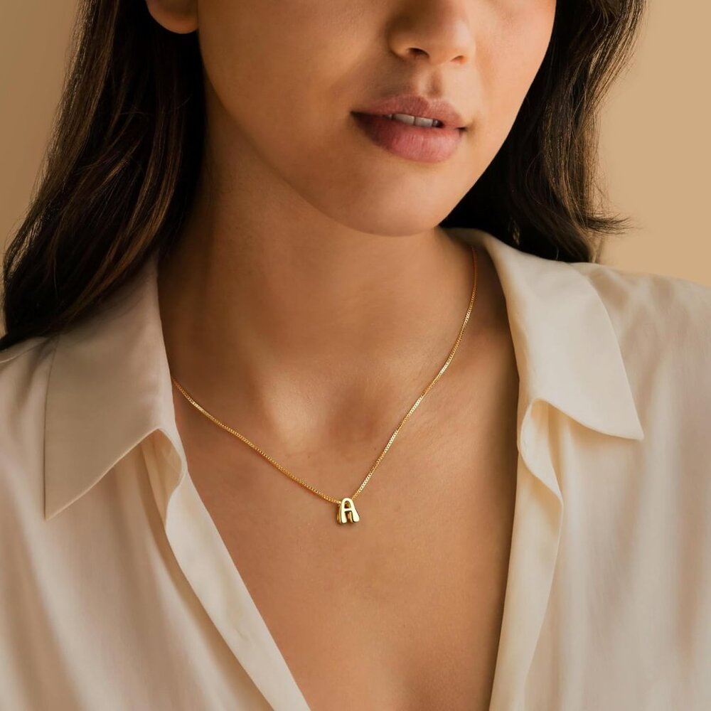 Lightweight Personalizable Bubble Initial Necklac… - image 3